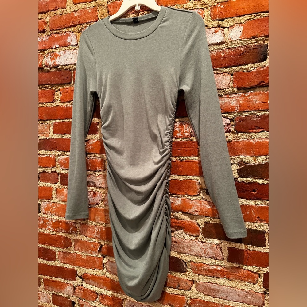 Hey Babe Sage Green long sleeve dress.  Size M.